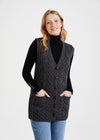 Aran Supersoft Merino Cardigan Gilet | Charcoal