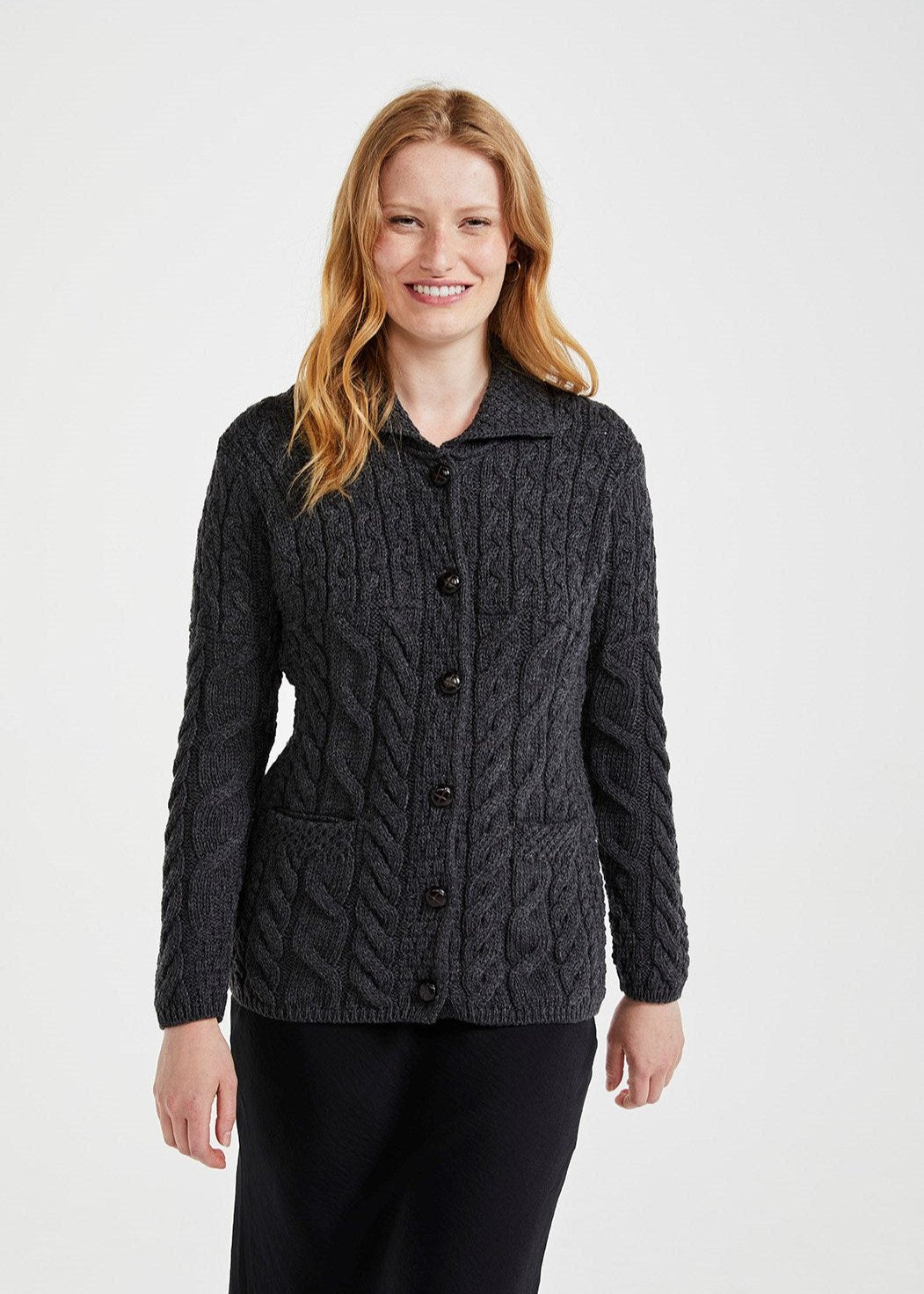 Aran Supersoft Cardigan | Charcoal 