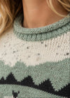 Unisex Pure Wool Sheep Aran Sweater | Sage Green