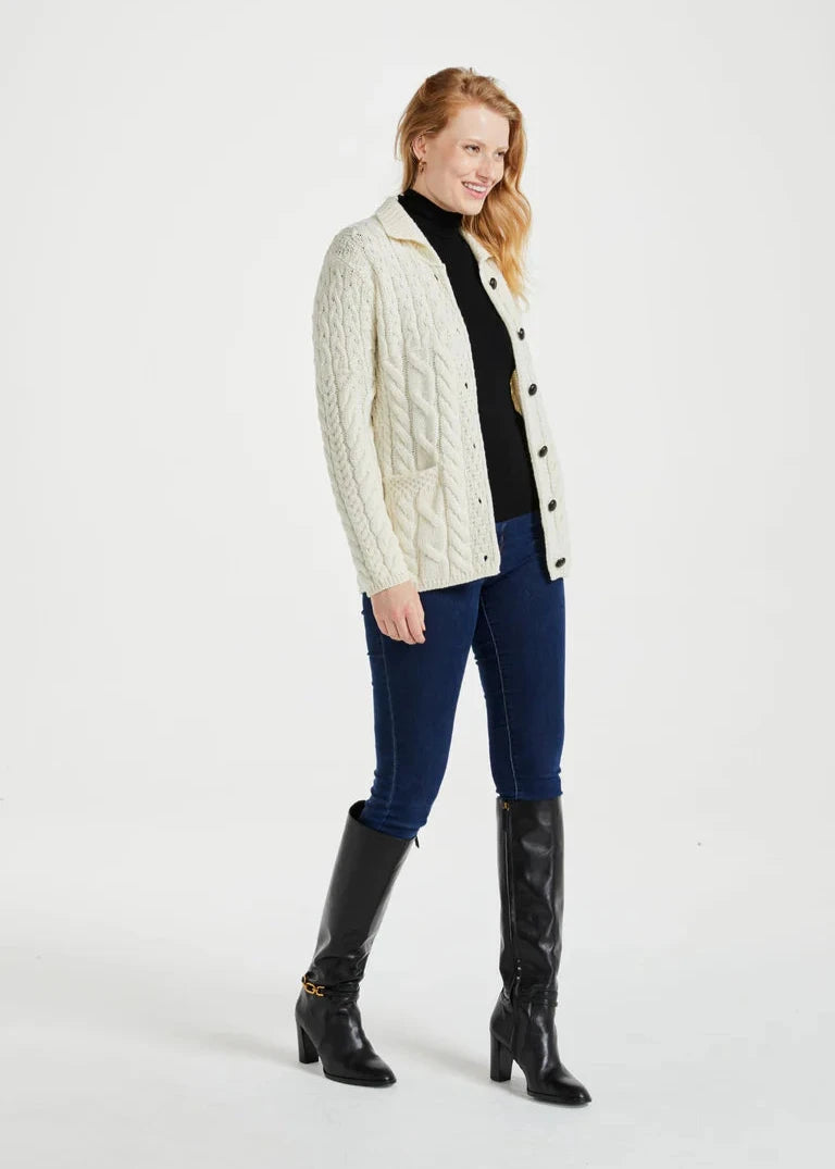 Aran Merino Wool Supersoft Cardigan | Natural