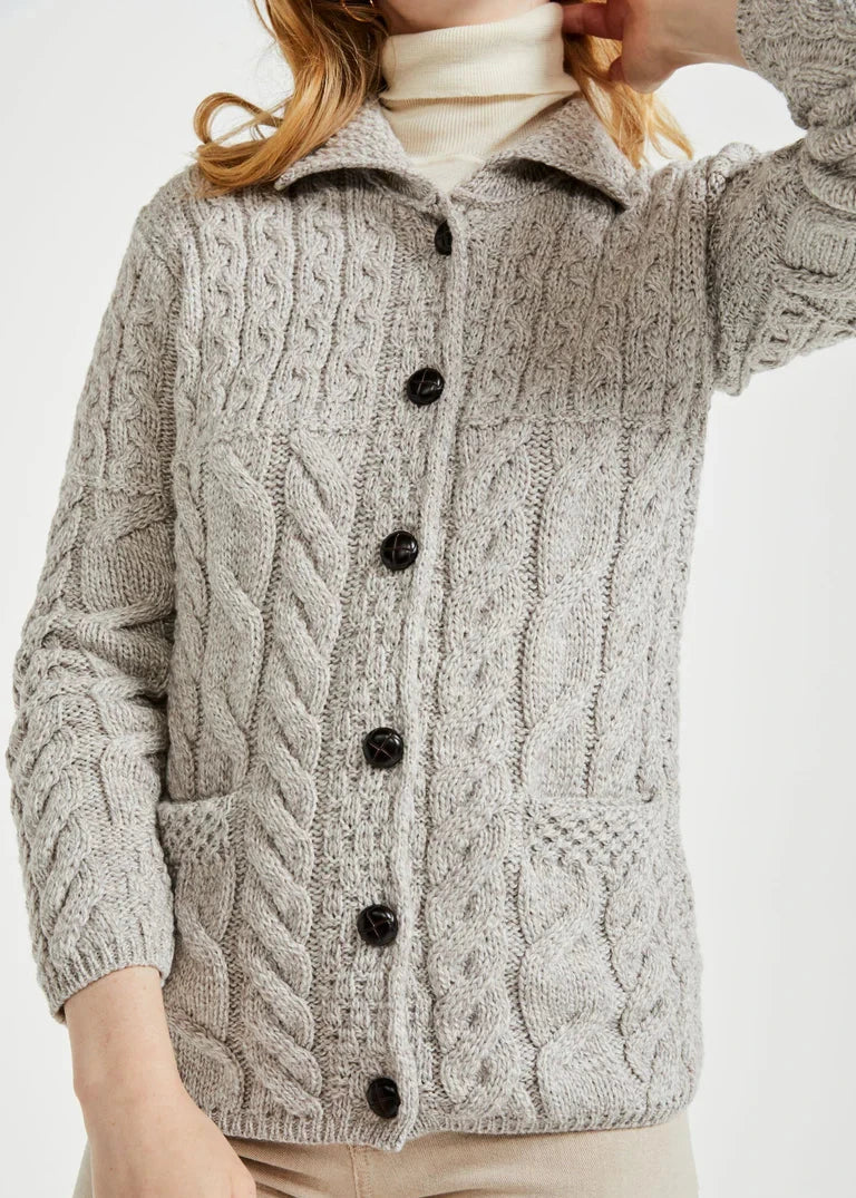 Aran Supersoft Cardigan | Oatmeal