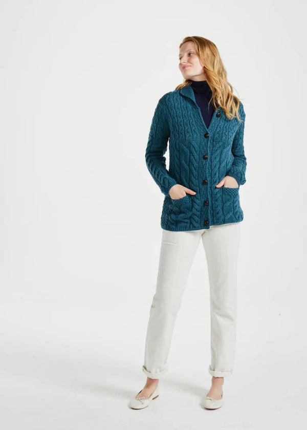 Aran Supersoft Cardigan | Teal