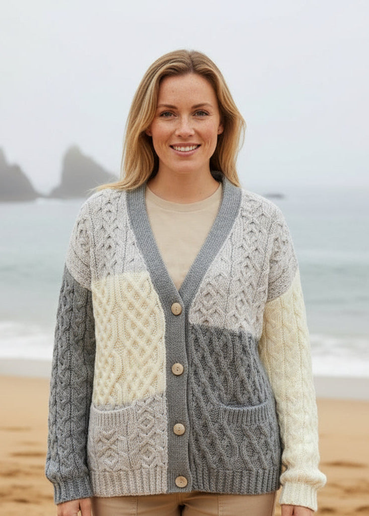 Aran Patchwork Cardigan - Dawn