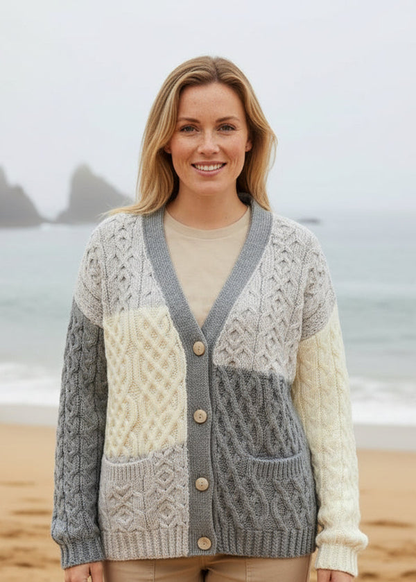 Aran Patchwork Cardigan - Dawn