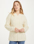 Relaxed Fit V Neck Ladies Aran Sweater | Natural - Clearance