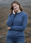 Unisex Oversized Lightweight Aran Sweater | Denim Blue