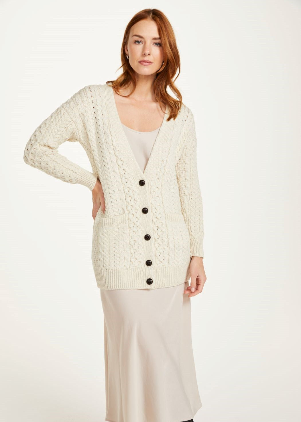 Delphi Aran Boyfriend Cardigan | Natural 