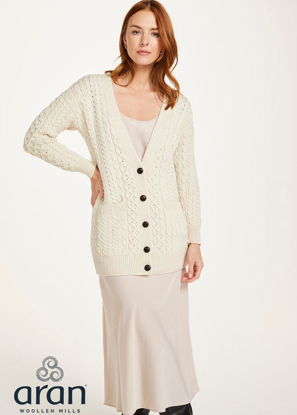 Aran Boyfriend Cardigan | Natural