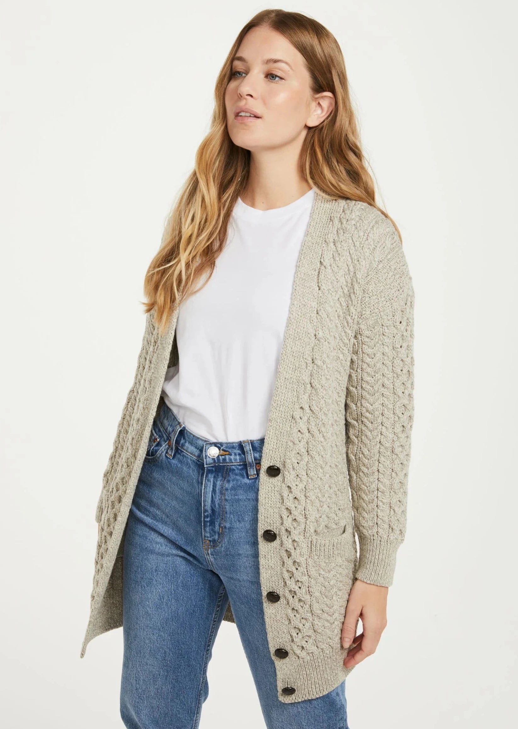 Aran Boyfriend Cardigan | Oatmeal