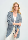 Delphi Aran Boyfriend Cardigan | Blue Grey