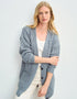 Merino Wool Aran Boyfriend Cardigan | Blue Grey - Clearance