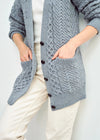 Delphi Aran Boyfriend Cardigan | Blue Grey