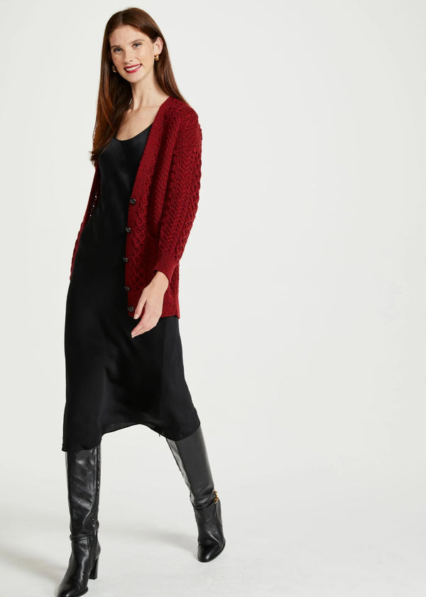 Delphi Aran Boyfriend Cardigan | Rua Red