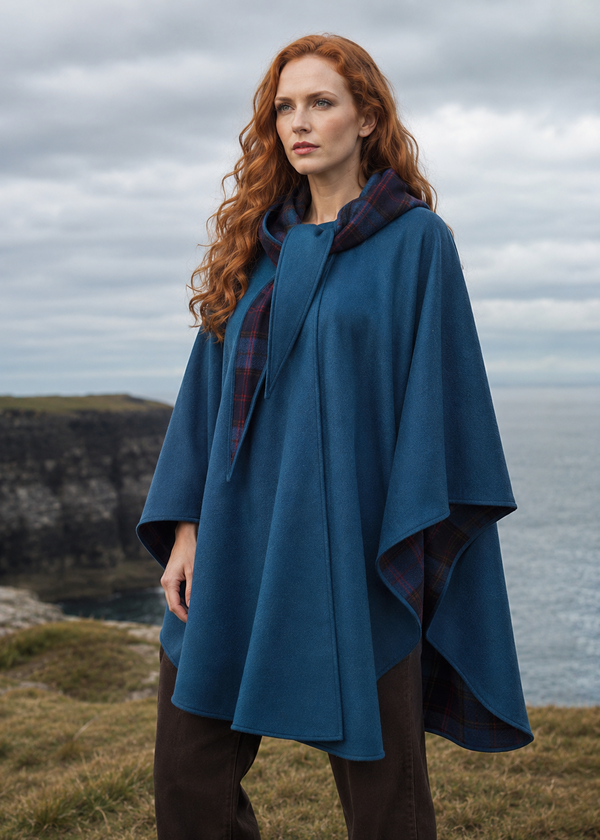 Jimmy Hourihan Classic Teal Wool Walking Cape (No Pockets)