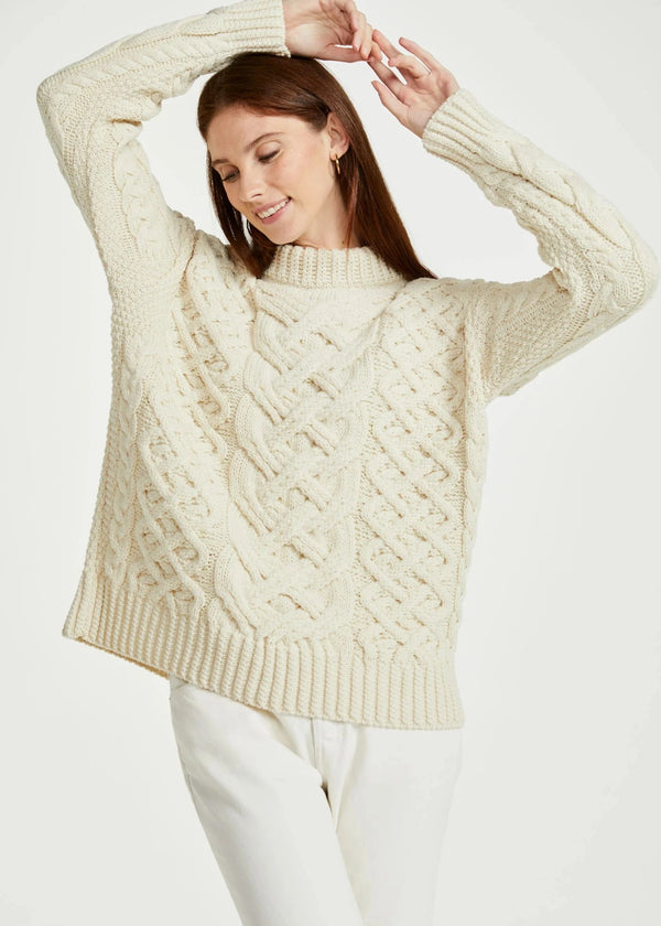 Oversized Aran Trellis Sweater | Natural