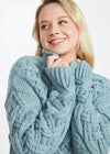 Oversized Aran Trellis Sweater | Mist