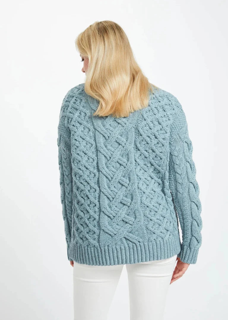 Oversized Aran Trellis Sweater | Mist