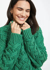 Oversized Aran Trellis Sweater | Green