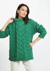 Oversized Aran Trellis Sweater | Green