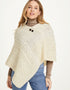 Aran Cable Knit Wool Poncho | Natural