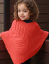 Kid's Aran Merino Poncho | Coral - Clearance