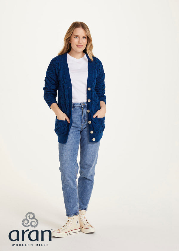 Downpatrick Ladies Aran Cardigan | Ink Blue