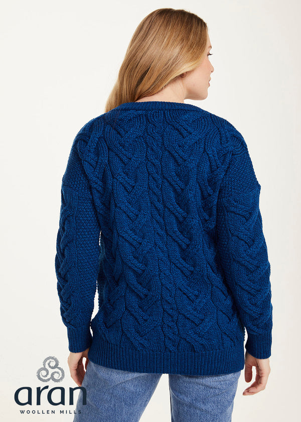 Downpatrick Ladies Aran Cardigan | Ink Blue