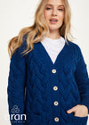 Downpatrick Ladies Aran Cardigan | Ink Blue