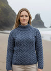 Aran Crew Neck Sweater - Blue