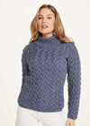 Aran Crew Neck Sweater - Blue