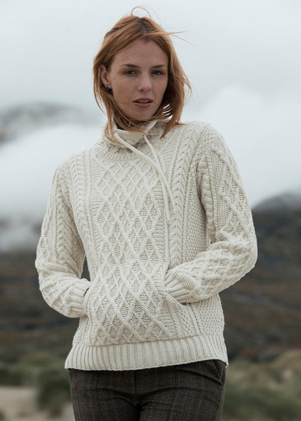 Women's Drawstring Aran Sweater | Natural