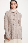 Super Soft 100% Merino Wool Aran Cardigan | Oat
