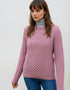 Ladies Slim-Fit Aran Sweater | Pink