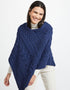 Aran Super Soft Merino Wool Poncho | Atlantic Blue Cable Knit