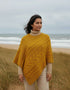 Aran Merino Wool Cable Knit Poncho | Irish Handcrafted | Yellow