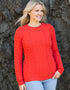 Aran Crew Neck Supersoft Sweater Coral - Clearance