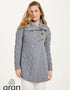 Aran 3 Buttoned Longline Cardigan | Ocean Grey