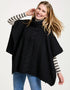 Aran Cowl Neck Poncho | Black