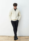 Ballycroy Mens Aran Half Zip Sweater - Cream