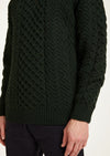 Ballycroy Mens Aran Half Zip Sweater | Green