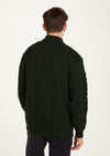 Ballycroy Mens Aran Half Zip Sweater - Forest Green