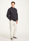 Ballycroy Mens Aran Half Zip Sweater - Charcoal