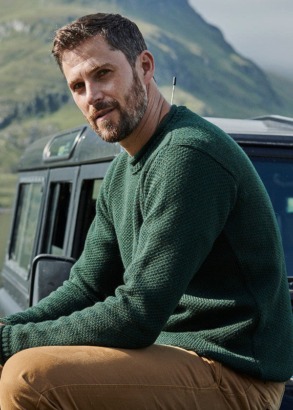 Aran Roll Neck Sweater | Green