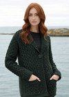 One Button Merino Wool Aran Hearts Cardigan | Cedar