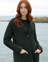 One Button Merino Wool Aran Hearts Cardigan | Cedar
