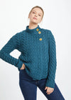 Aran 3 Buttons Trellis Cardigan | Irish Sea