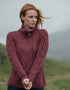 Aran Full Zip Cardigan | Raspberry