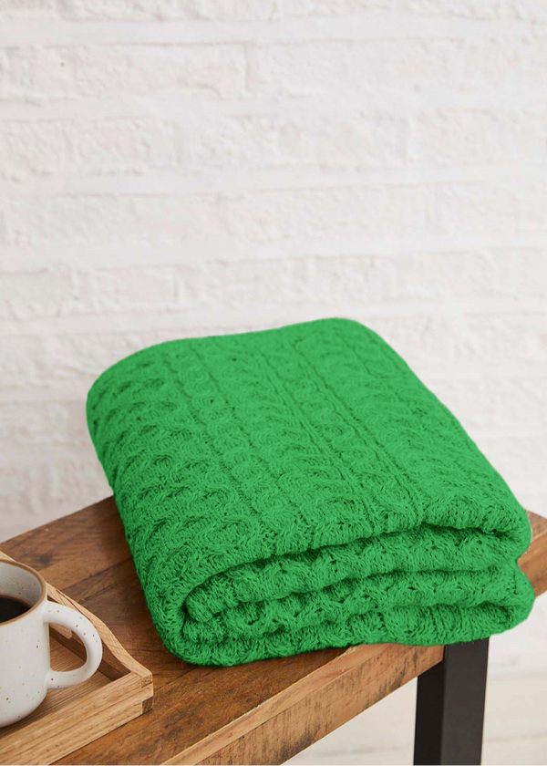 Aran Honeycomb Blanket | Green