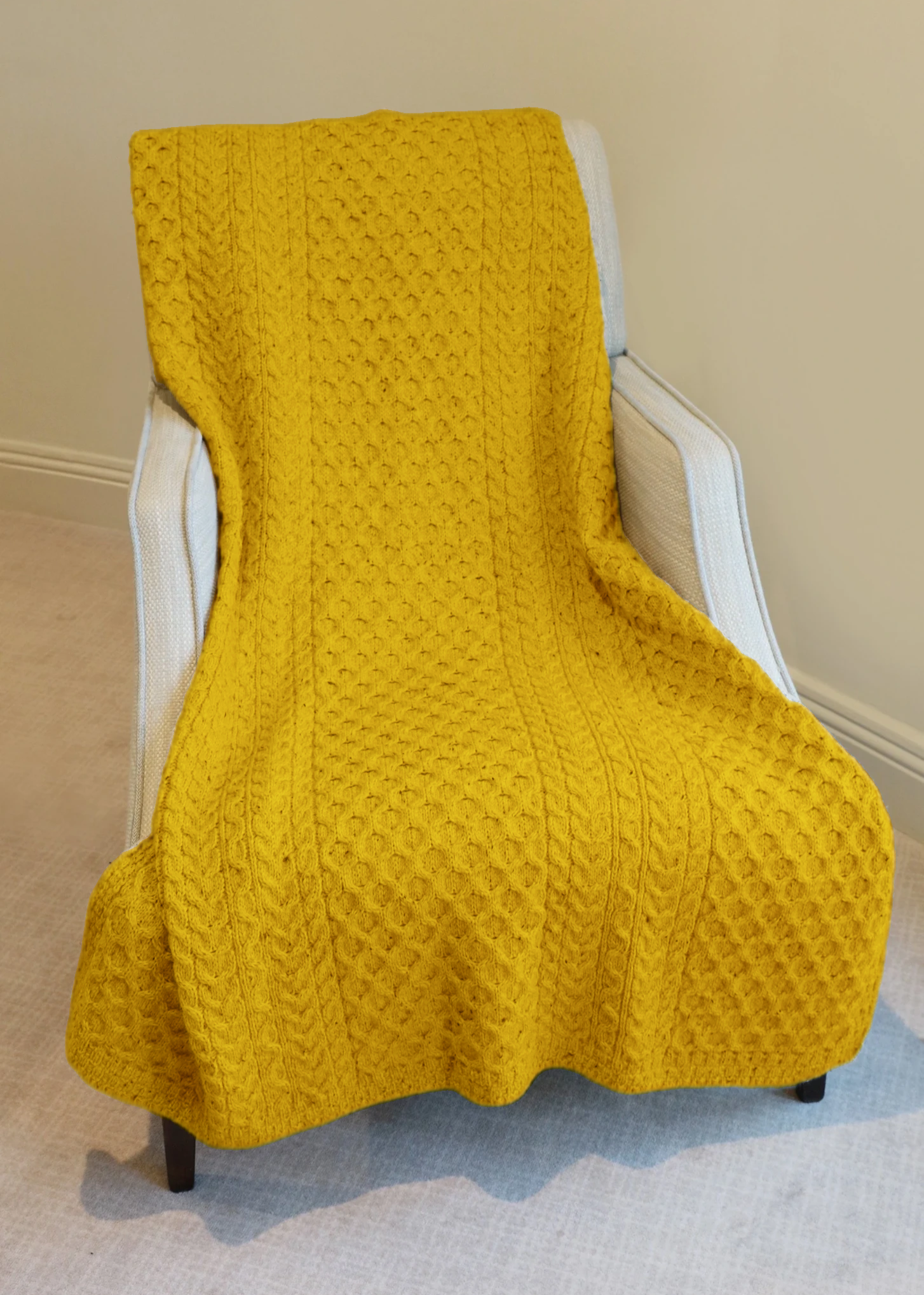 Aran Honeycomb Blanket | Mustard