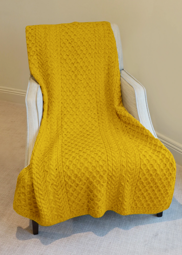 Aran Honeycomb Blanket | Mustard